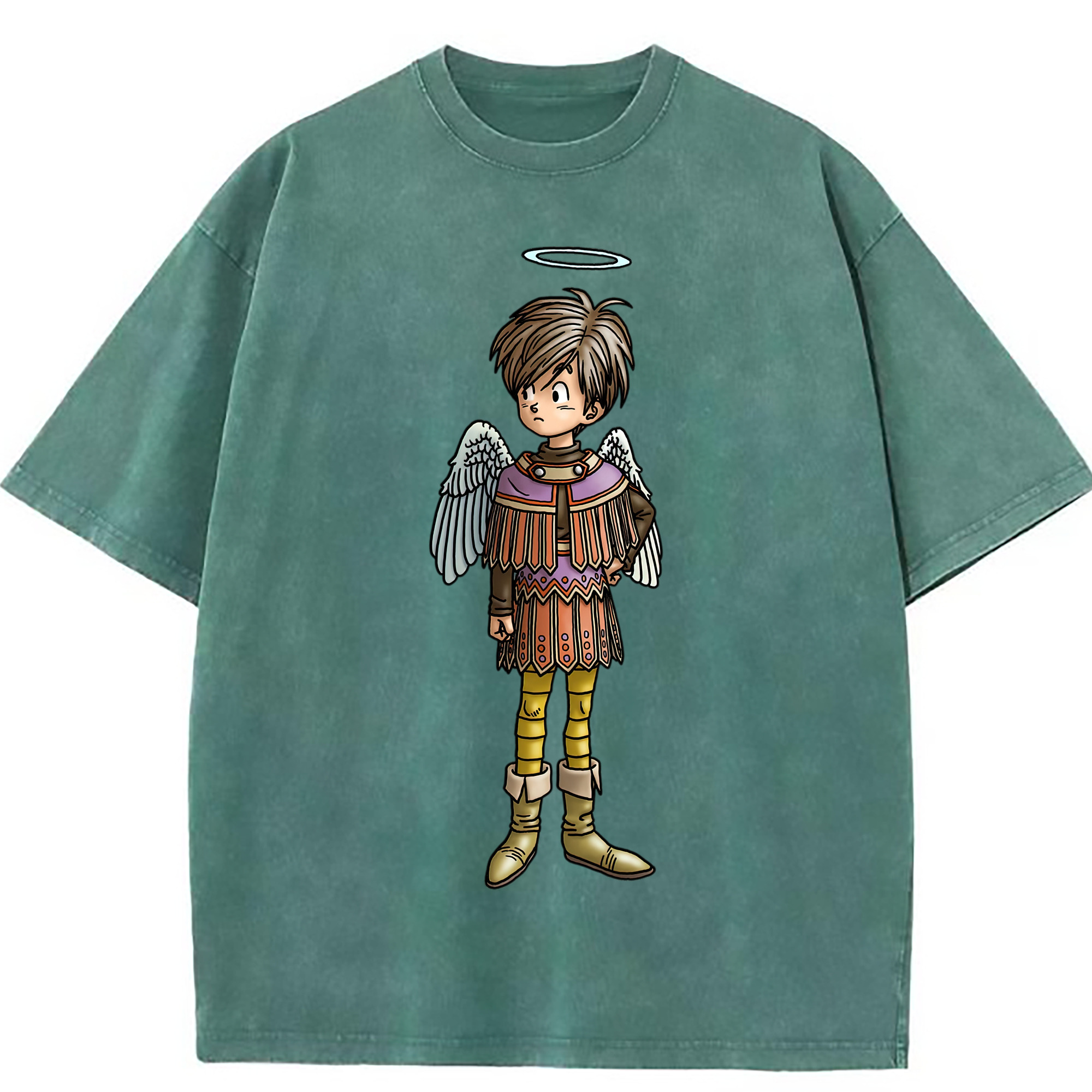 （画像用） ドラゴンクエスト Doragon Kuesuto Dragon Quest 綿100% ヴィンテージ風 半袖Tシャツ（フロントプリント）